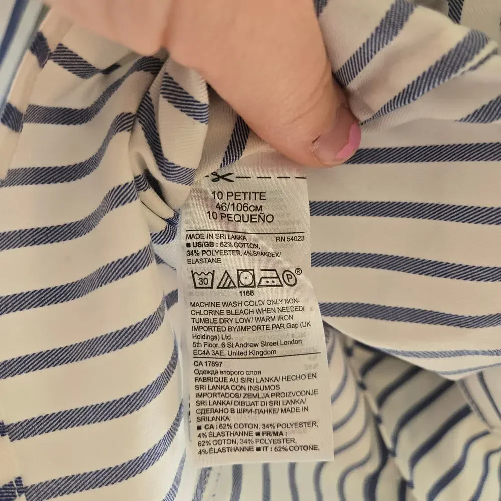 Banana Republic Riley-Fit Stripe Ruffle-Front Shirt 10P - Picture 8 of 11